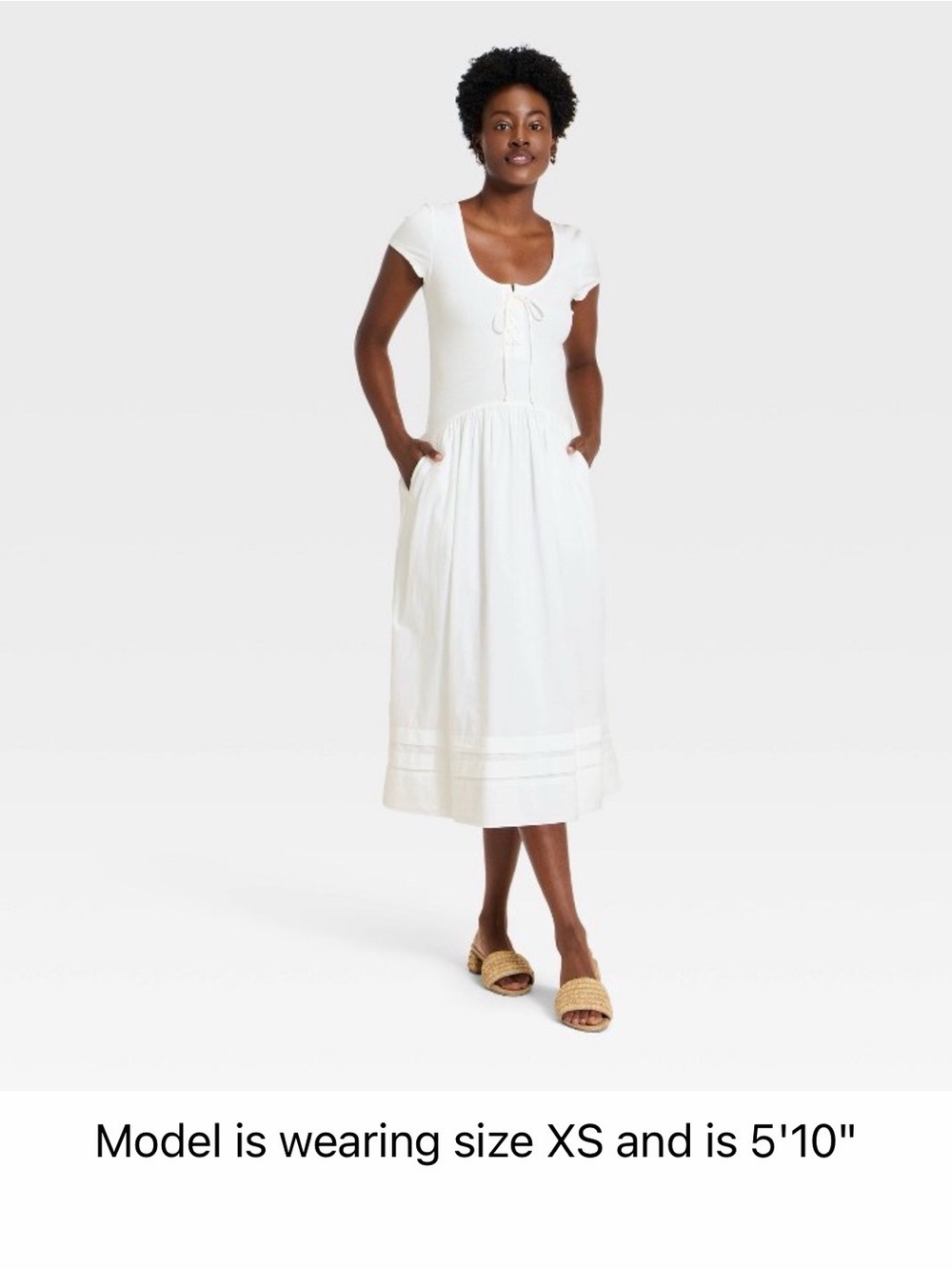 Universal Thread White Lace-Up Scoop Neck Maxi Dress